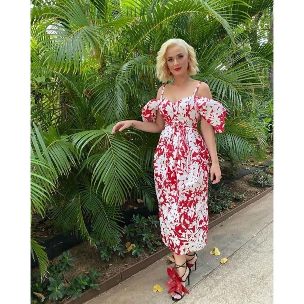 Rosie Assoulin silk Pleated off shoulder floral midi Dress